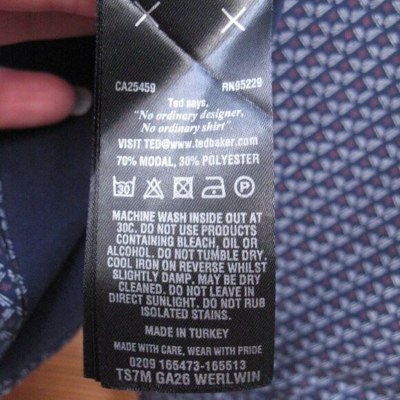 Ted Baker London Mens Geo Print Button Front Shirt L - Picture 10 of 11
